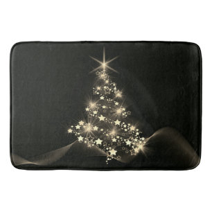 Golden Shine of Stars on Christmas Tree Dark Badematte