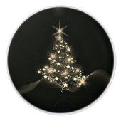 Golden Shine of Stars on Christmas Tree Dark Keramikknauf (Vorderseite)