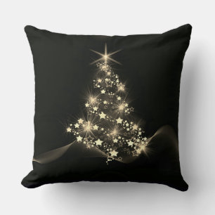 Golden Shine of Stars on Christmas Tree Dark Kissen