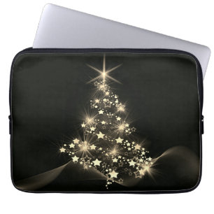 Golden Shine of Stars on Christmas Tree Dark Laptopschutzhülle