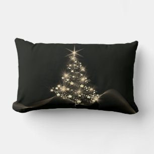Golden Shine of Stars on Christmas Tree Dark Lendenkissen