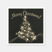 Golden Shine of Stars on Christmas Tree Dark Serviette (Vorderseite)