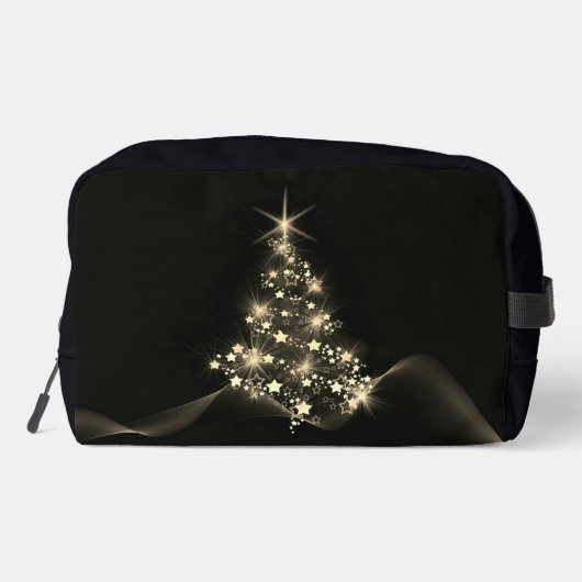 Golden Shine of Stars on Christmas Tree Dark Waschbeutel (Rückseite)