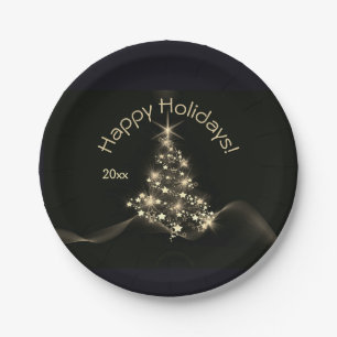 Golden Shine of Stars on Christmas Tree Dark Year Pappteller