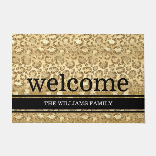 Golden Shine Panther Print Glitzer Door Mat Fußmatte (Vorderseite)