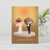 Golden Shining Sweet pair in Liebe Hochzeit Einladung (Stehend Vorderseite)