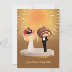Golden Shining Sweet pair in Liebe Hochzeit Einladung
