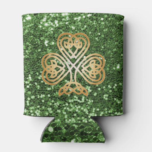 Golden Shinting Celtic Kleeblatt Green Imitats Gli Dosenkühler (Rückseite)