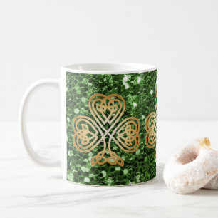 Golden Shinting Celtic Kleeblatt Green Imitats Gli Kaffeetasse