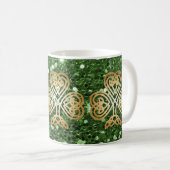 Golden Shinting Celtic Kleeblatt Green Imitats Gli Kaffeetasse (VorderseiteRechts)