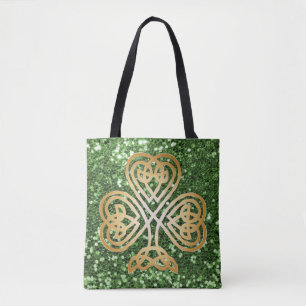 Golden Shinting Celtic Kleeblatt Green Imitats Gli Tasche