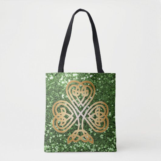 Golden Shinting Celtic Kleeblatt Green Imitats Gli Tasche (Vorderseite)
