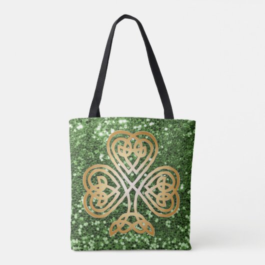 Golden Shinting Celtic Kleeblatt Green Imitats Gli Tasche (Rückseite)