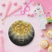 Golden Shiny Diskothek Ball Black Pappteller (Party)