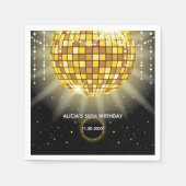 Golden Shiny Diskothek Ball Black Serviette (Vorderseite)