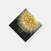 Golden Shiny Diskothek Ball Black Serviette (Ecke)