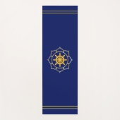 Golden Ship Wheel in Lotus auf Navy Blue Yogamatte (Vorderseite)