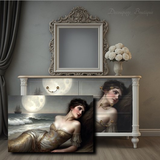 Golden Shoreline Mermaid Decoupage Seidenpapier