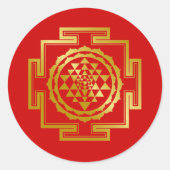 Golden Shree Yantra Runder Aufkleber (Vorderseite)