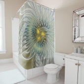 Golden Silver Blume Fantasy abstraktes Fraktal Kun Duschvorhang (Beispiel)