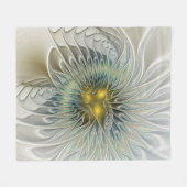 Golden Silver Blume Fantasy abstraktes Fraktal Kun Fleecedecke (Vorderseite (Horizontal))