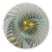 Golden Silver Blume Fantasy abstraktes Fraktal Kun Keramikknauf (Vorderseite)