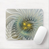 Golden Silver Blume Fantasy abstraktes Fraktal Kun Mousepad (Mit Mouse)