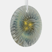 Golden Silver Blume Fantasy Abstraktes Fraktal Kun Ornament Aus Glas (Vorderseite Rechts)