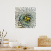 Golden Silver Blume Fantasy abstraktes Fraktal Kun Poster (Küche)