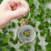 Golden Silver Blume Fantasy Abstraktes Fraktal Kun Schlüsselanhänger (Hand)