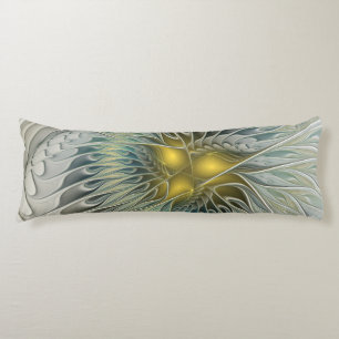 Golden Silver Blume Fantasy abstraktes Fraktal Kun Seitenschläferkissen