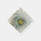 Golden Silver Blume Fantasy abstraktes Fraktal Kun Serviette (Ecke)