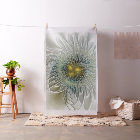 Golden Silver Blume Fantasy Abstraktes Fraktal Kun Stoff (Beispiel)