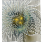 Golden Silver Flower Fantasy abstract Fractal Art Duschvorhang (Vorderseite)