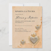 Golden Silver Milagros Spanisches Herz Save the Da Einladung (Vorderseite)