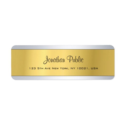 Golden Silver Schlicht Moderne Rücksendeadresse (Vorne)