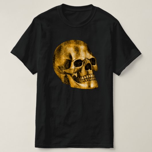 Golden Skull Cool Luxury Black Gothic Halloween T-Shirt (Design vorne)
