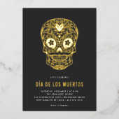 Golden Skull Dia de los Muertos Party Folieneinladung (Vorderseite)
