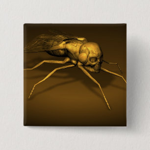 Golden Skull Fly Button