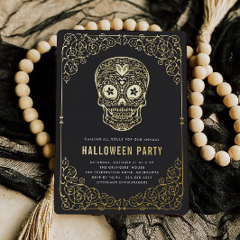 Golden Skull Halloween-Party Folieneinladung