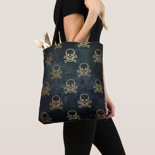 Golden Skulls Gotisches Muster Tasche (Von Nahem)