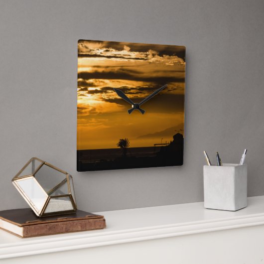 Golden Sky Quadratische Wanduhr (Büro)