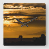 Golden Sky Quadratische Wanduhr (Vorderseite)