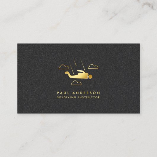 Golden Skydiving Instructor Elegante Logo Monogram Visitenkarte (Vorderseite)