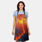 Golden Skyline: Radiant City Sunset Art Schürze (Getragen)