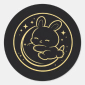 Golden Sleeping Bunny Moon Sticker (Vorderseite)