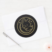 Golden Sleeping Bunny Moon Sticker (Umschlag)