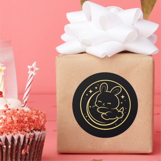 Golden Sleeping Bunny Moon Sticker (Party)