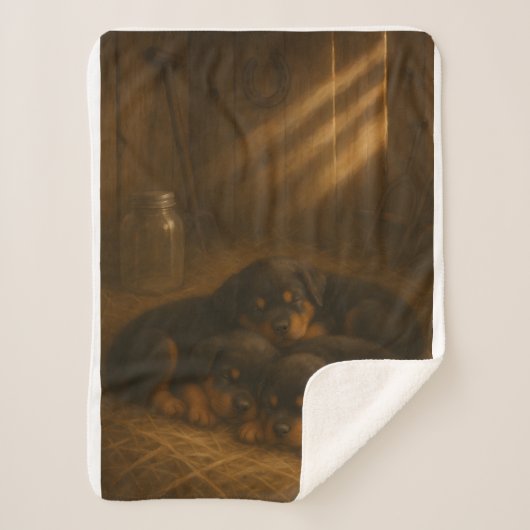 Golden Slumber: Rottweiler Puppies in the Barn Dog Sherpadecke (Vorderseite)