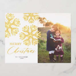 Golden Snow Flakes Frohe Weihnachtsfeiertage P Folien Feiertagspostkarte